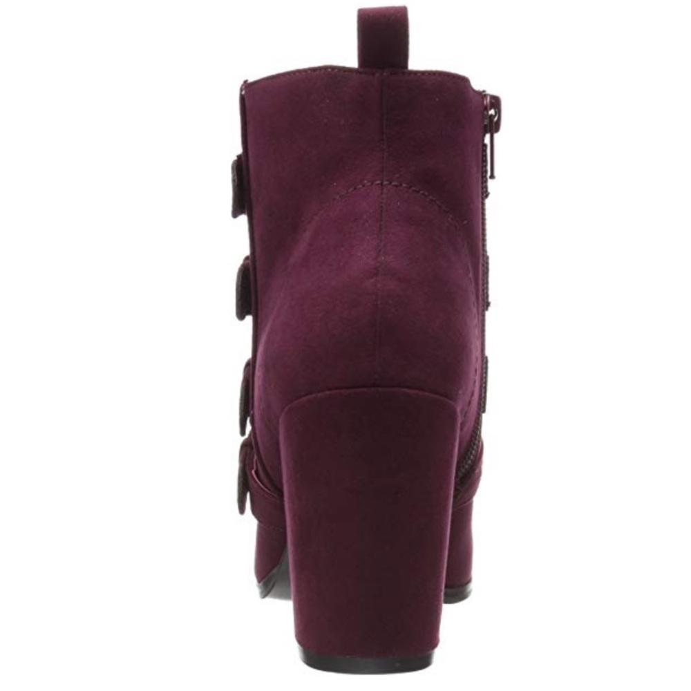 NIB Red Wine Studs Buckle Grommet Ankle Bootie - Picture 4 of 6